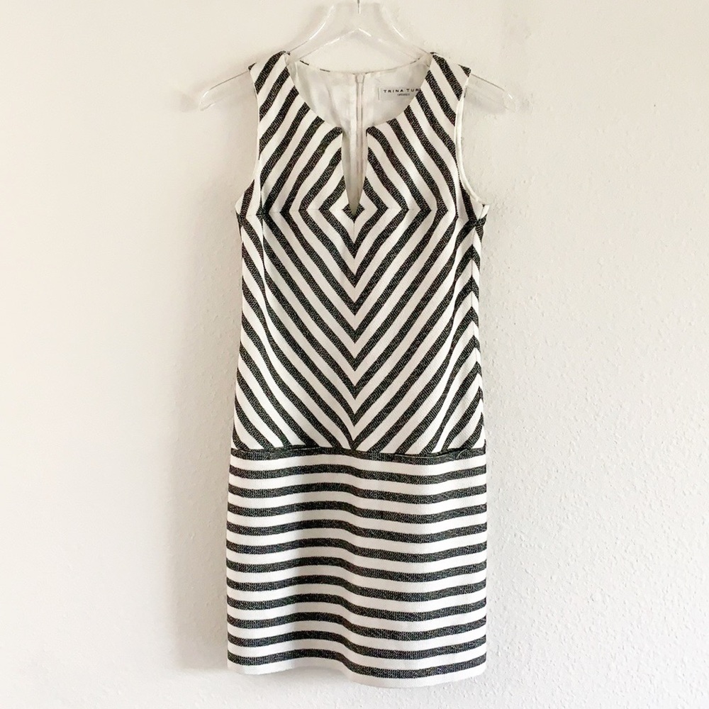 Trina Turk Striped Sleeveless Drop Waist Dress